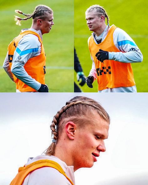 Haaland's new hairstyle! 🇳🇴👀 Woman Natural Hairstyles, Haaland Hair, French Braid For Dummies, Shoulder Length Haircuts, Hair French, Manchester City Football Club, Marley Hair, Football Love, For Dummies