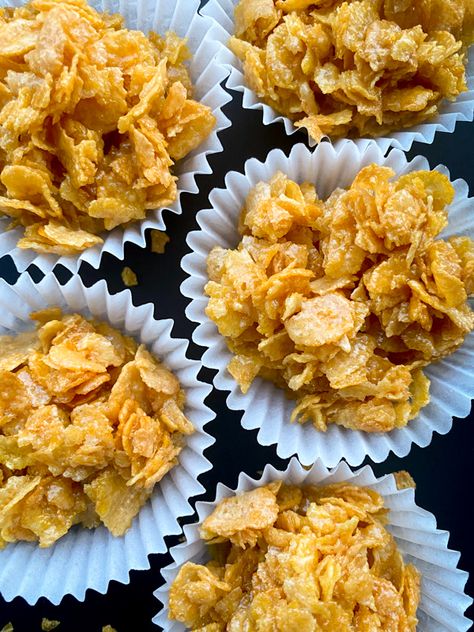 Honey Joys recipe | eat. live. travel. write. Honey Joys Recipe, Honey Biscuit Recipe, Honey Cornflakes, Honey Joys, Milo Recipe, Bake Sweets, Pantry Challenge, Cornflake Cookies, Chocolate Crackles