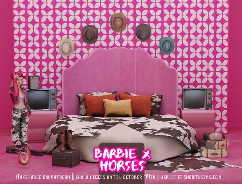 Animal Print Room Decor, Cowboy Barbie, 90s Furniture, Flamingo Bedding, Animal Print Rooms, Horse Bedroom, Big Bedroom, Luxury Bedroom Sets, Comfy Space