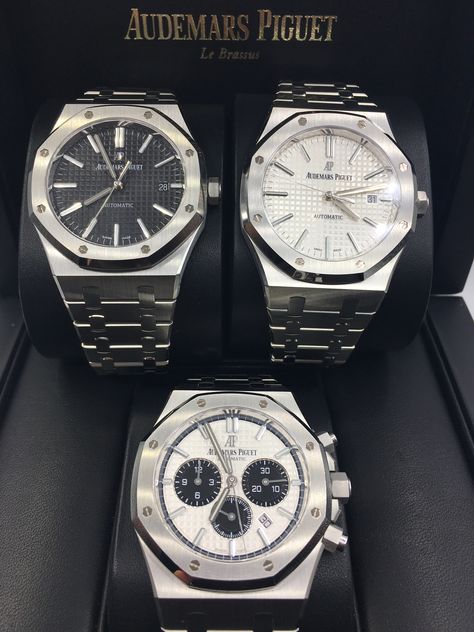 #DailyDuo + 1= Triple Tuesday Royal Oak Special! Which one are you? Tmax Yamaha, Stylish Watches Men, Mens Designer Watches, Audemars Piguet Watches, Expensive Jewelry Luxury, Premium Watches, Men's Outfits, Wrist Game, Dream Watches