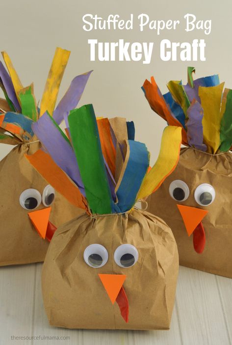 Turn your brown paper lunch bags into a plump and playful stuffed paper bag turkey craft the kids will love this Thanksgiving. This easy, inexpensive craft is quick and easy to put together with items you likely have on hand. They make a cute homemade decoration for your Thanksgiving table. Thanksgiving Bags For Kids, Paper Bag Turkey Craft, Thanksgiving Table Crafts, Paper Bag Turkey, Hand Turkey Craft, Turkey Craft For Kids, Brown Paper Lunch Bags, Thanksgiving Crafts Preschool, Thanksgiving Turkey Craft