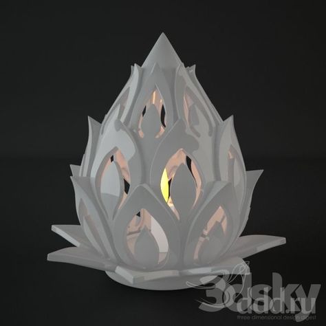 3d models: Other decorative objects - Lotus candle lamp Chinese Lanterns Diy, Lotus Sculpture, Floating Candle Holders, Lotus Lamp, Lotus Candle, 3d Printing Art, Ganpati Decoration Design, Flower Model, 3d Lamp