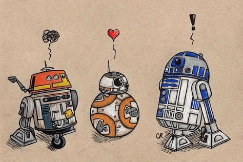 Robots chopper,BB8,and R2D2 Star Wars Logos, Geek House, 7 Tattoo, Star Wars Droids, Star Wars Love, Star Wars Drawings, Star Wars Tattoo, Battle Star, Bb 8