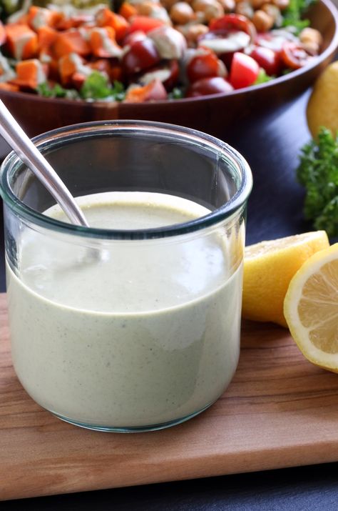 Sensational Tahini–Dill Dressing Dill Dressing Recipe, Plant Based Dressing, Dr Greger, Harissa Recipes, Daily Dozen, Dill Dressing, Food Nutrition Facts, Vegan Dressing, Ranch Dressing Recipe