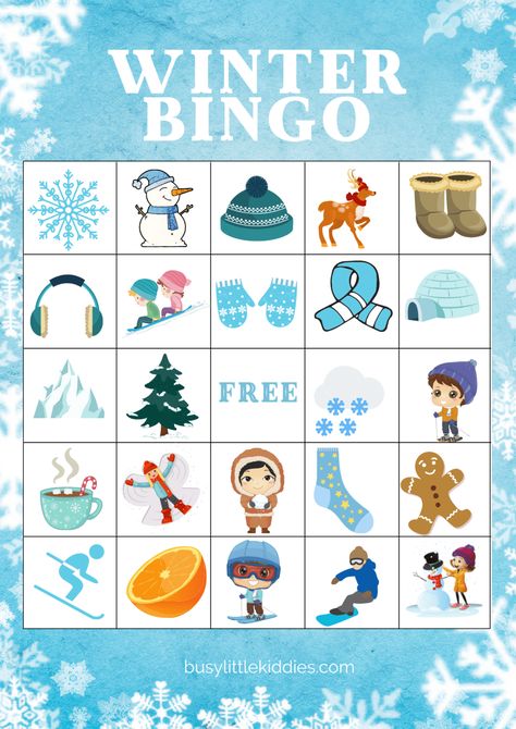 Snowman Bingo Free Printable, Winter Bingo Printable Free For Kids, Bingo Printable Free, Bingo Free Printable, Winter Bingo, Bingo Pictures, Bingo Games For Kids, Free Bingo Cards, Christmas Bingo Cards