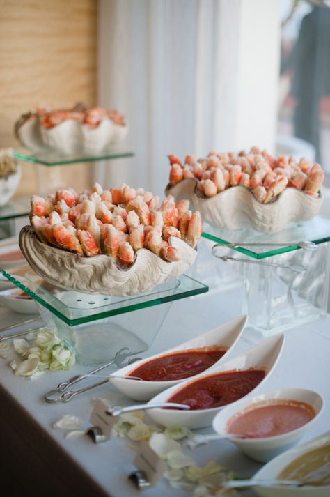 Seafood Bar, Seafood Tower, Seafood Buffet, Gourmet Breakfast, Reception Food, Wedding Reception Food, Water Wedding, Food Stations, Beach Wedding Inspiration