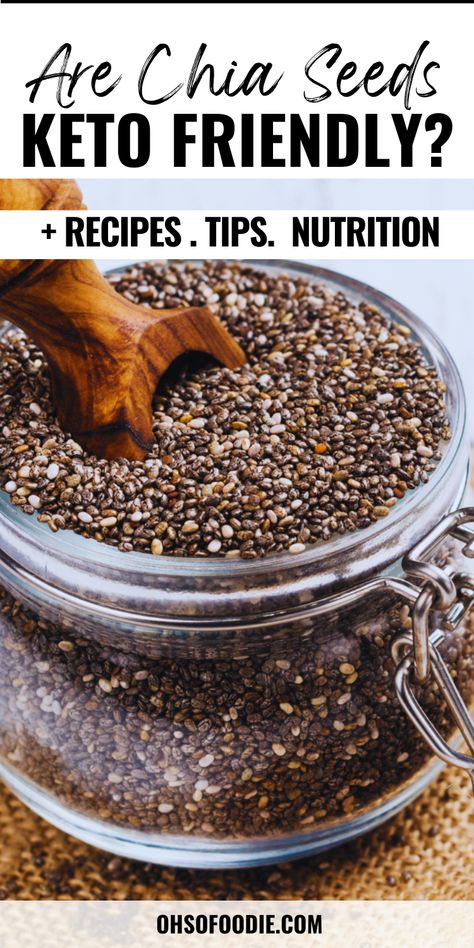 Text reads Are Chia Seeds Keto Friendly? Are Chia Seeds Keto Friendly, Keto For Beginners Recipes, Chia Seeds Keto, Keto Chia Seed Recipes, Chia Seed Water Benefits, Atkins Shakes, Chai Seed, Recipes For Beginners Easy, Chia Seed Breakfast