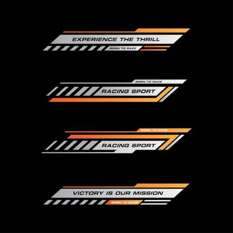 Vector sport racing stripes car stickers... | Premium Vector #Freepik #vector Racing Graphics, Speed Logo, Frames Design Graphic, Dance Logo, Cyberpunk Design, Shoe Wall, Racing Design, Sports Jersey Design, Automotive Logo