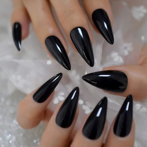 Fake Nails Black, Nails Kit, Witchy Goth, Long Press On Nails, Short Press On Nails, Nails Black, Bridal Nails, Chrome Nails, Nail Kit