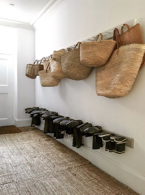 Family Hallway, Welly Rack, Neutral Hallway, Peg Rail, Boot Rack, Backyard Studio, Wooden Chopping Boards, Hallway Storage, Boot Room