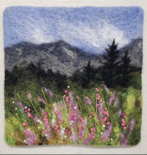 Needle Felt Landscapes, 2d Needle Felting Pictures, Needle Felted Landscapes, Needle Felting Pictures, Felting Landscapes, Felt Landscapes, Felt Needling, Felted Landscapes, Painting With Wool