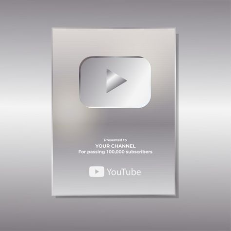 Realistic youtube silver button illustra... | Premium Vector #Freepik #vector #background #business #template #button Silver Play Button Youtube Aesthetic, Silver Button Youtube, Youtube Silver Play Button Vision Board, Youtube Silver Button, Youtube Silver Play Button, Youtube Celebration, Silver Play Button, Youtube Button, Youtube Play Button