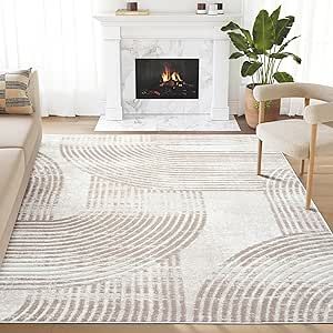 Abani Cream Area Rug for Living Room, Bedroom -Mid-Century Modern- 8' x 10' -Durable & Easy to Clean Arch Pattern, Large Living Room Rugs, Mid Century Modern Bedroom, White Rectangle, Area Rug For Living Room, Neutral Rug, Cream Area Rug, Home Modern, Rug For Living Room