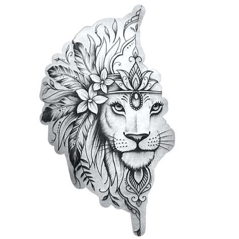 Lion Queen Tattoo For Women, Lion Mandala Tattoo For Women, Lion Hip Tattoos Women, Mandala Animal Tattoo, Lion Thigh Tattoo, Lioness Tattoo For Women, Mandala Lion Tattoo, Mandala Hip Tattoo, Lion Tattoo On Thigh