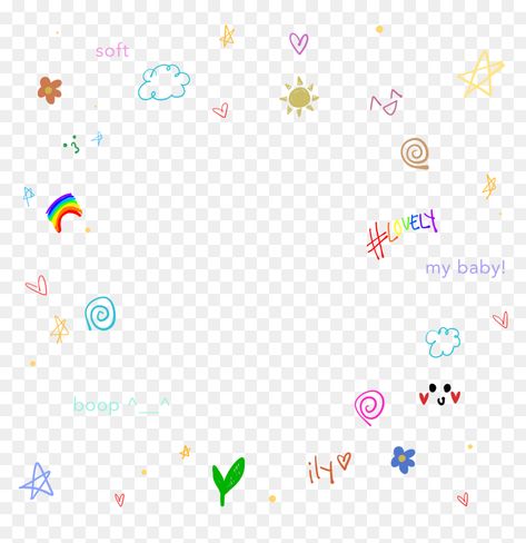 Kidcore Transparent Png, Cute Png Overlays, Border Cute Design, Cute Png For Edits, Kawaii Png Aesthetic, Border Png Aesthetic, Korean Aesthetic Stickers, Cute Templates For Edits, Cute Pngs For Editing