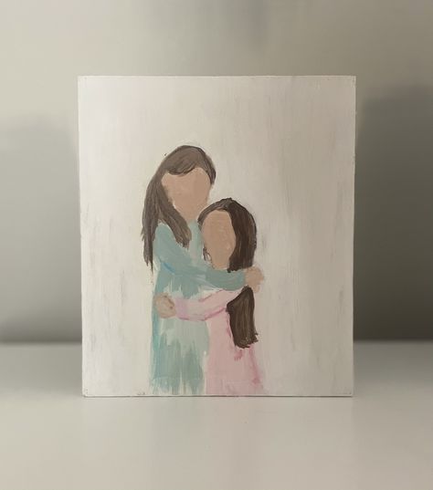 Mommy Day Gifts, Mom And Daughter Watercolor Painting, Painting Ideas On Mother's Day, Paintings For Mom Easy, Mothers Love Painting Canvases, Mother's Day Painting Watercolor, Mother’s Day Aesthetic Drawing, What To Draw For Mother's Day, Mom Painting Ideas Easy