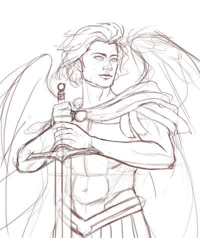 Archangel Michael Drawing, Saint Michael Drawing, Holy Michael, Angel Drawing Easy, Angel Sketch, William Daniels, Michael Archangel, Angel Gabriel, Angel Drawing