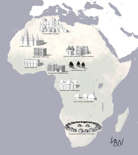 Africa Poster, African Cities, Black Architecture, African Art Projects, Cropped Png, Architecture Mapping, African House, Africa Photography, Architecture Model Making