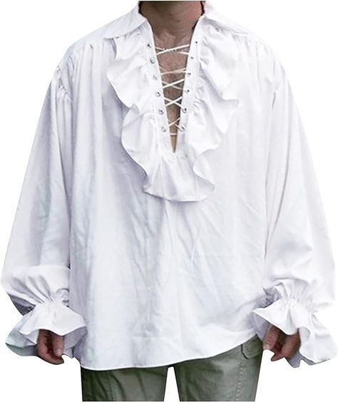 Amazon.com: XDTDRYRYU Pirate Shirt Men Fall Costumes Gothic Renaissance Steampunk Ruffle Long Sleeve Cosplay Shirts : Clothing, Shoes & Jewelry Puffy Sleeves Top, Vampire Knight Cosplay, Medieval Steampunk, Drama Stage, Tank Top Gym, Pirate Shirt, Steampunk Pirate, Pirate Shirts, Bride Shirt