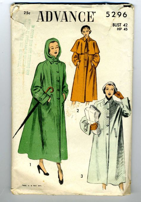 Vintage Advance Raincoat pattern Sewing Gifts For Women, Raincoat Pattern, Blithe Spirit, Pattern Coat, Green Raincoat, North Face Rain Jacket, Yellow Raincoat, Trendy Sewing, Women Jackets