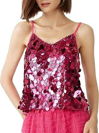 Sparkly Tank Top, Large Sequins, Winter Knit Hats, Pink Sparkly, Spaghetti Strap Tank Top, Festival Tops, Sequin Tank, Sequin Tank Tops, Petite Tops