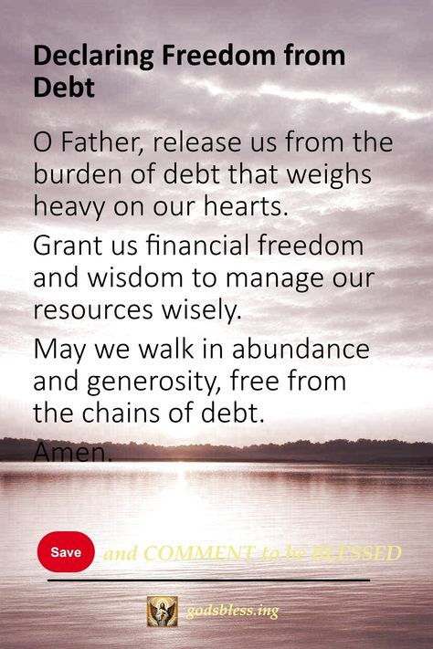 Declaring Freedom from Debt Prayer For Finances, Daily Devotional Prayer, Holy Spirit Prayer, Financial Breakthrough, Financial Prayers, Money Prayer, Debt Reduction, Divine Intervention, Book Of Psalms