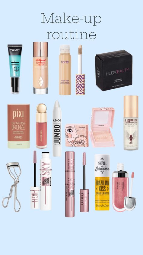 Makeup Looks Routine, Small Makeup Routine, Make Up Routine Aesthetic, Makeup Routine Guide, Hair Stail, Makeup Collage, Makeup Beauty Room, Makeup Routines, Skincare Routines