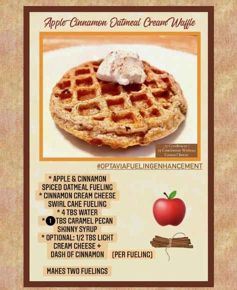 Wendy Wofford-Garcia on Instagram: “🧇 Sharing again…because this fun waffled #fuelingmashup is SO good! I don’t love the texture of the #oatmealfuelings that much. But? I ♥️…” Optavia Recipes, Apple Cinnamon Oatmeal, Green Meals, Oat Muffins, Cinnamon Oatmeal, Oatmeal Cream, Lean And Green Meals, Caramel Pecan, Cinnamon Spice