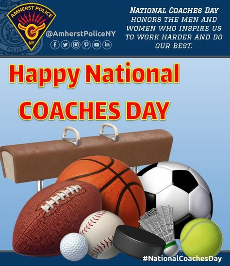 [AMHERST POLICE, NY] – On October 6th, National Coaches Day honors the men and women who inspire us to work harder and do our best. “A good coach can change a game, a great coach can change a life” - John Wooden #nationalcoachesday National Coaches Day, John Wooden, Work Harder, The Men, Work Hard, Coaching, To Work, Men And Women