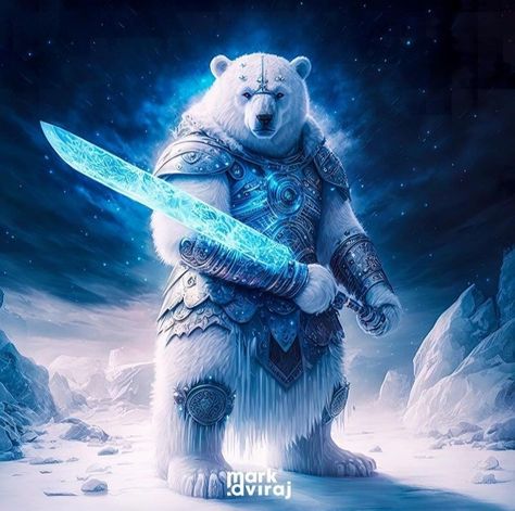 Polar Bear Warrior, Bear Dnd, Bear Sketches, Dnd Christmas, Bear Warrior, Penguin Mascot, Animal Warrior, Dnd Paladin, Fantasy Fighter