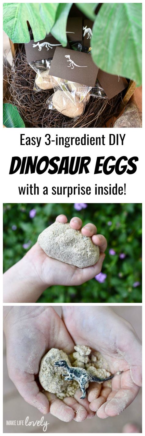 Dinosaur Egg Scavenger Hunt, Dino Dig Diy, Diy Dinosaur Party Games, Diy Dinosaur Centerpieces, Dino Party Activities, Dinosaur Favor Bags, Party Themes For Kids, Dinosaur Snacks, Dinosaur Favors