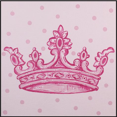 Pink Crown Imaginatino Square-renditions by reesa, wall decor, wall art, wall hanging, nursery decor, girl, rocker, princess, pink, trendy, baby boutique Pink Canvas Art, Crown Drawing, Crown Tattoo Design, Postal Vintage, Teen Art, Pink Crown, Princess Room, Crown Tattoo, 1 Tattoo