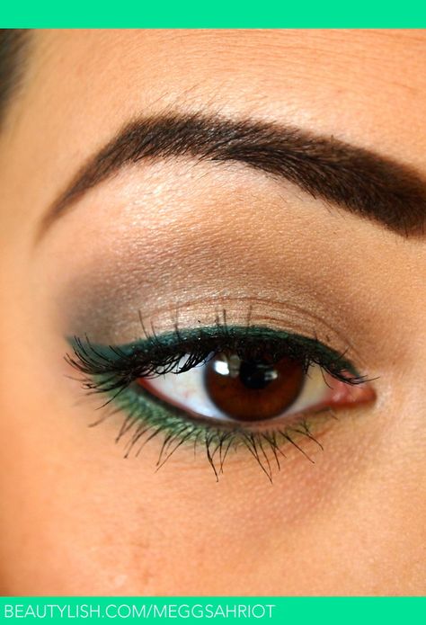 Green Eyeliner Brown Eyes, Eyeliner Brown Eyes, Eyeliner Brown, Dark Green Eyes, Green Eyeliner, Brown Eyeliner, Green Makeup, New Mac, Eyeliner Looks