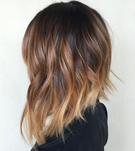 Chopped Angled Ombre Lob Bob Lung, Brown Ombre Hair Color, Trendy We Fryzurach, Inverted Bob Hairstyles, Short Ombre Hair, Brown Ombre Hair, Long Bob Haircuts, Lob Haircut, Ombré Hair