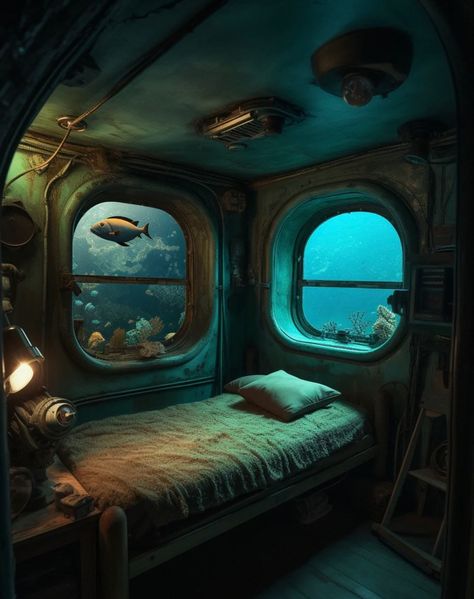 Underwater Room, Scifi Interior, Design Dragon, Spaceship Interior, Fantasy Rooms, Leagues Under The Sea, Fantasy Places, Fantasy Concept Art, Alam Yang Indah