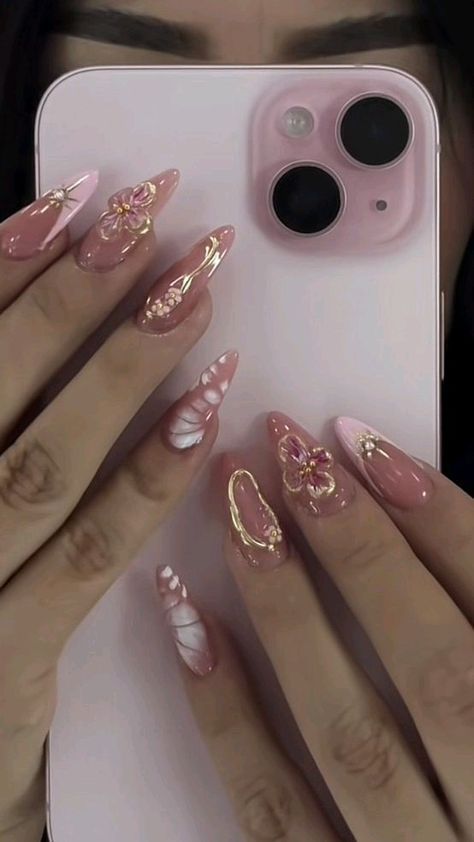 Daisy Acrylic Nails, Bow Nail Designs, Nature Nails, Classy Nail Designs, Spring Nail Designs, Girly Acrylic Nails, French Tip Acrylic Nails, Pretty Nail Art Designs, Nail Ring