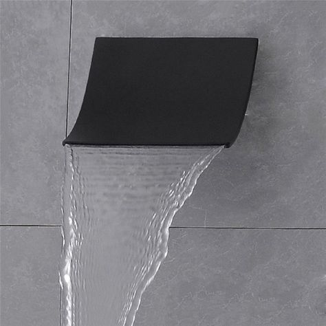 Black Waterfall Tub Faucet Wall Mount Bathtub Tap Waterfall Shower Head, Waterfall Tub Faucet, Bathtub Spout, Led Faucet, Contemporary Bathtubs, Refinish Bathtub, Bathroom Faucets Waterfall, Waterfall Shower, Waterfall Design