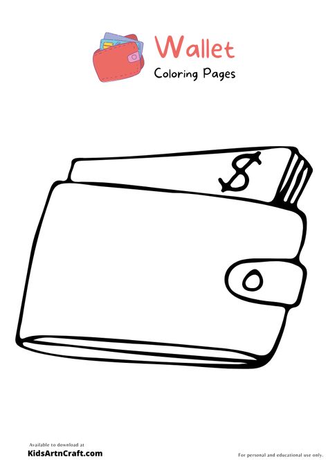 Wallet Coloring Pages For Kids – Free Printable Check more at https://www.kidsartncraft.com/wallet-coloring-pages/ Wallet Drawing, Printable Checks, Free Kids, Drawing For Kids, Coloring Pages For Kids, Broccoli, Free Printable, Free Printables, Coloring Pages