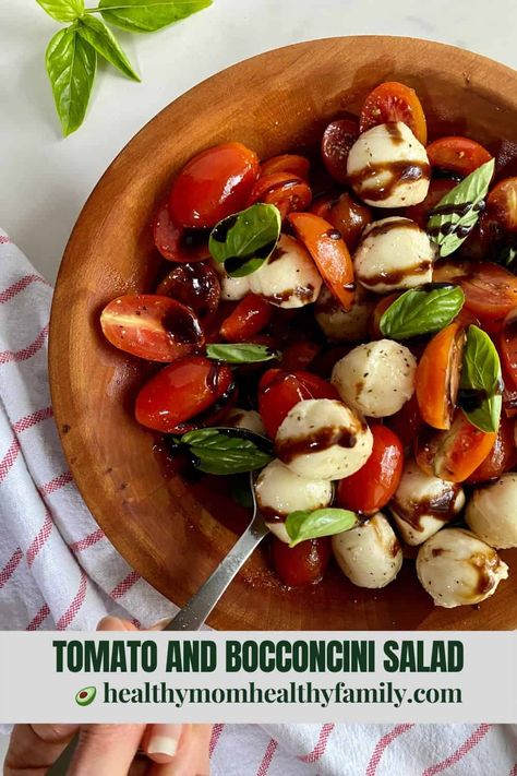 Bocconcini Tomato Salad - Healthy Mom Healthy Family Balsamic Glaze Salad, Bocconcini Salad, Healthy Lasagna, Antipasto Platter, Salad Healthy, Easy Salad, Summer Tomato, Lasagna Soup, Grain Free Recipes