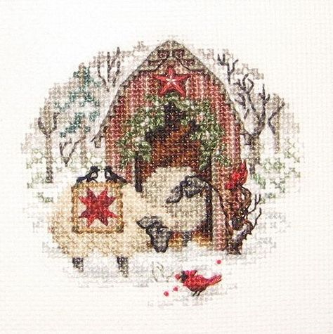 Lamb Cross Stitch, Sheep Barn, Sheep Cross Stitch, Christmas Cross Stitch Patterns Free, Embroidery Tips, Xmas Cross Stitch, Just Cross Stitch, Winter Cross Stitch, Cross Stitch Love