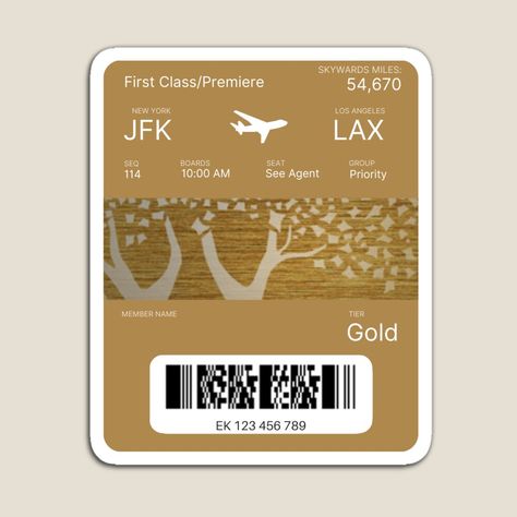 New York Plane Ticket, Plane Ticket, First Class, Flight, Angeles, New York, For Sale, Los Angeles