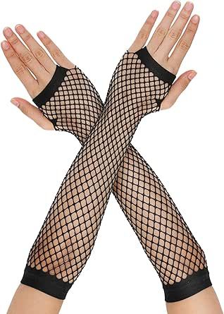 Telooco Fishnet Long Gloves Fingerless Mesh Gloves Fish Net Arm Sleeves 80s Party Cosplay Costume Accessories for Women Girls Fishnet Arm Sleeves, Long Gloves Fingerless, Monster High Halloween Costumes, Fishnet Gloves, Net Stockings, Mesh Gloves, Gloves Fingerless, Fish Net, 80s Party