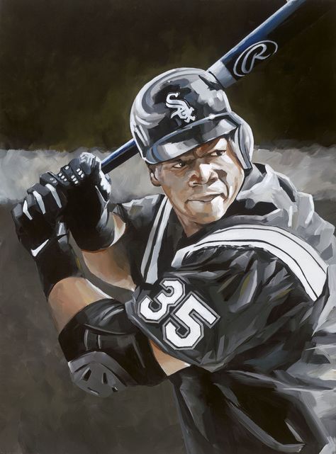 Frank Thomas, Chicago White Sox by Dan Stromme Baseball Painting, Famous Baseball Players, Baseball Canvas, Mike Ditka, Baseball Legends, Chicago Sports Teams, Chicago White Sox Baseball, Chicago Pictures, White Sox Baseball