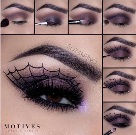 Bat Eye Makeup Tutorial, Witch Makeup Brown Eyes, Easy Halloween Make Up Look, Simple Witch Makeup, Gory Halloween Makeup, Pretty Witch Makeup, Makeup Ideas Halloween, Makeup Tutorial Halloween, Halloween Eyeshadow