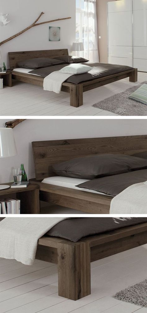 Diy Bed Frame Easy, Double Bed Designs, Bed Platform, Bed Frame Design, Wooden Bed Design, Bed Design Modern, Diy Bed Frame, Dekorasi Kamar Tidur, Wood Beds