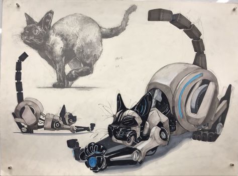 Caracal Cat, Robot Cat, Robot Animal, Concept Draw, Punk Art, Transformers Artwork, Robot Design, Robots Concept, Robot Concept Art