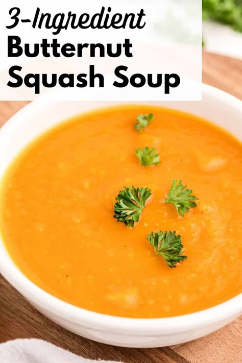 Squash Soup Recipe Easy, Low Fat Vegan Recipes, Butternut Squash Soup Recipe, Easy Butternut Squash, Butternut Soup, Butternut Squash Puree, Vegan Lentil Soup, Butternut Squash Recipes Soup, Simple Lunch