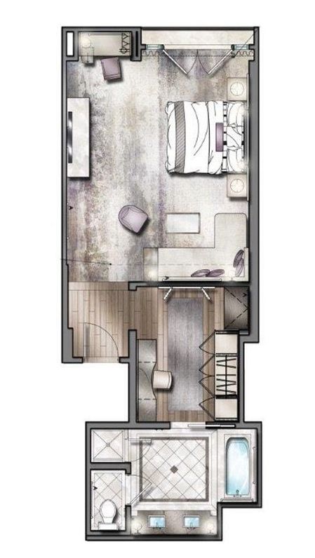 Bedroom Layout – Master Suite Layout Bedroom Design Hotel Room Plan - davidreed.co Master Suite Layout, Master Suite Floor Plan, Hotel Room Plan, Bathroom Design Plans, Studio Suite, Hotel Floor Plan, Layout Plan, Hotel Room Design, Master Room