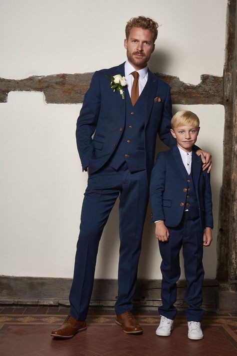 Matching Father & Son | Men’s MAX Royal Blue Three Piece Suit Wedding Suits Men Blue, Blue Three Piece Suit, Blue Groomsmen, Navy Suit Wedding, Mens Wedding Suits, Wedding Groomsmen Attire, Wedding Tux, Royal Blue Suit, Mens Wedding Attire