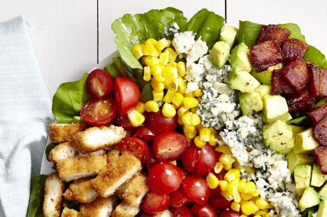 Breaded Chicken Cobb Salad Chicken Tenders Dinner, Quick Chicken Dinner, Cobb Salad Recipe, Satisfying Salads, Simple Chicken, Chicken Nugget, Grilling Chicken Breast, Breaded Chicken, Dinner Salads